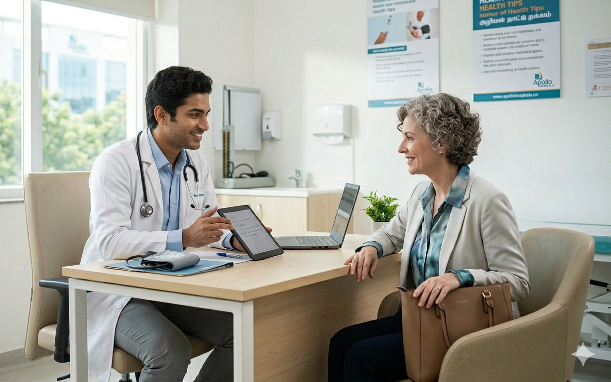 Doctor explaining treatment to a patient in a modern clinic
